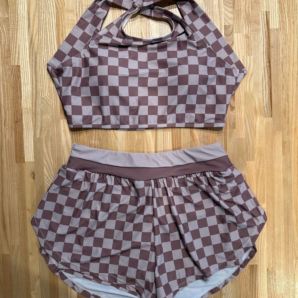 SeaFancy Checkered Swim Top & Shorts